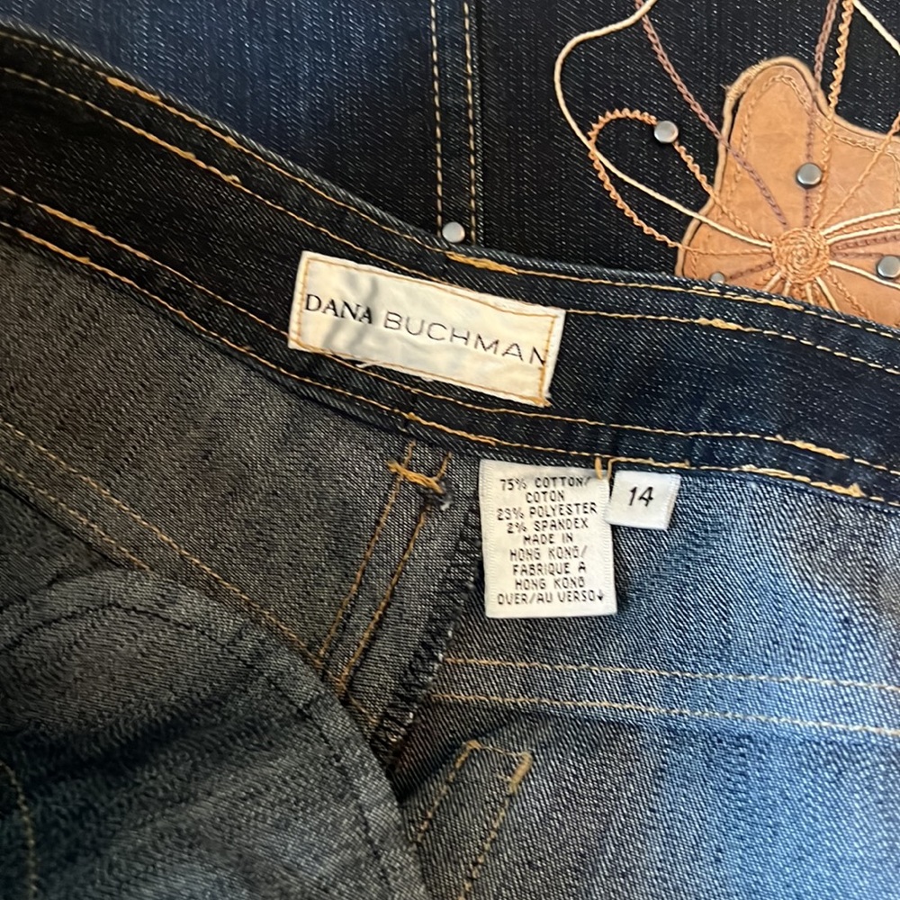 Vintage Dana Buchman Leather embellished denim - Picture 3 of 7